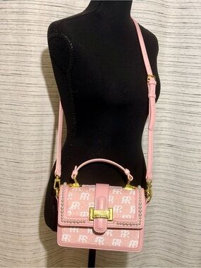 Pink and Pearl Monogram Crossbody Bag with Top Handle